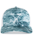 Pacific Headwear-107C-Snapback Trucker Hat-SPINDRIFT/ WHITE