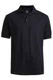 Blended Pique Short Sleeve Polo With Pocket-NAVY