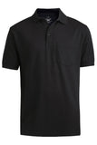 Blended Pique Short Sleeve Polo With Pocket-BLACK