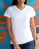 Sublivie-1507-V Neck Sublimation T Shirt-WHITE