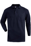 Blended Pique Long Sleeve Polo With Pocket-NAVY
