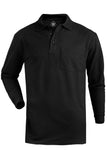 Blended Pique Long Sleeve Polo With Pocket-BLACK
