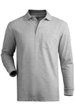 Blended Pique Long Sleeve Polo With Pocket-GREY HEATHER