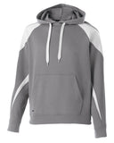 Holloway-229546-Prospect Athletic Fleece Hooded Sweatshirt-CHAR HTHR/ WHT