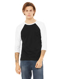 Bella + Canvas-3200-3/4 Sleeve Baseball T Shirt-BLACK/ WHITE