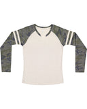 LAT-3534-Gameday Mash Up Long Sleeve Fine Jersey T Shirt-NT HTH/ V CM/ NT