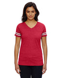 LAT-3537-Football T Shirt-VN RED/ BLD WHT