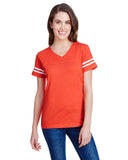 LAT-3537-Football T Shirt-VN ORANGE/ BD WH