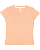 LAT-3591-V Neck Harborside Melange Jersey T Shirt-PAPAYA MELANGE