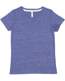 LAT-3591-V Neck Harborside Melange Jersey T Shirt-ROYAL MELANGE