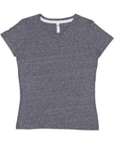LAT-3591-V Neck Harborside Melange Jersey T Shirt-NAVY MELANGE
