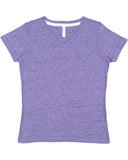 LAT-3591-V Neck Harborside Melange Jersey T Shirt-PURPLE MELANGE