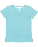 LAT-3591-V Neck Harborside Melange Jersey T Shirt-CARIBBEAN MLANGE