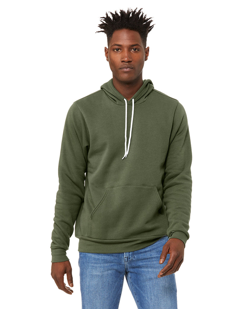 Bella + Canvas-3719-Sponge Fleece Pullover Hooded Sweatshirt-MILITARY GREEN