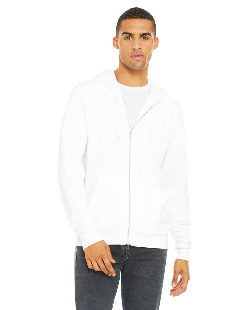 Bella + Canvas-3739-Sponge Fleece Full Zip Hooded Sweatshirt-WHITE