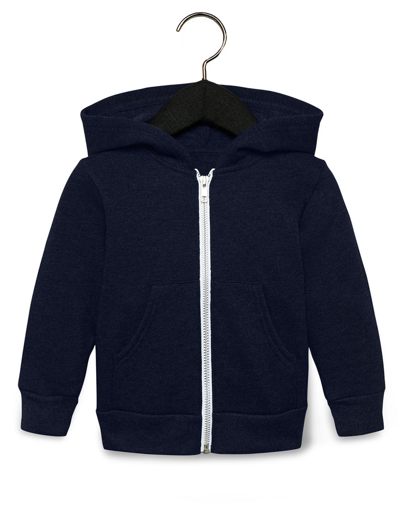 Bella + Canvas-3739T-Toddler Full Zip Hooded Sweatshirt-NAVY