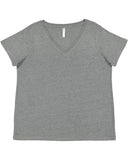 LAT-3817-Curvy V Neck Fine Jersey T Shirt-GRANITE HEATHER