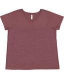 LAT-3817-Curvy V Neck Fine Jersey T Shirt-SANGRIA BLACKOUT