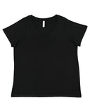 LAT-3817-Curvy V Neck Fine Jersey T Shirt-BLENDED BLACK