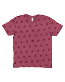 Code Five-3929-Mens' Five Star T Shirt-BURGUNDY STAR