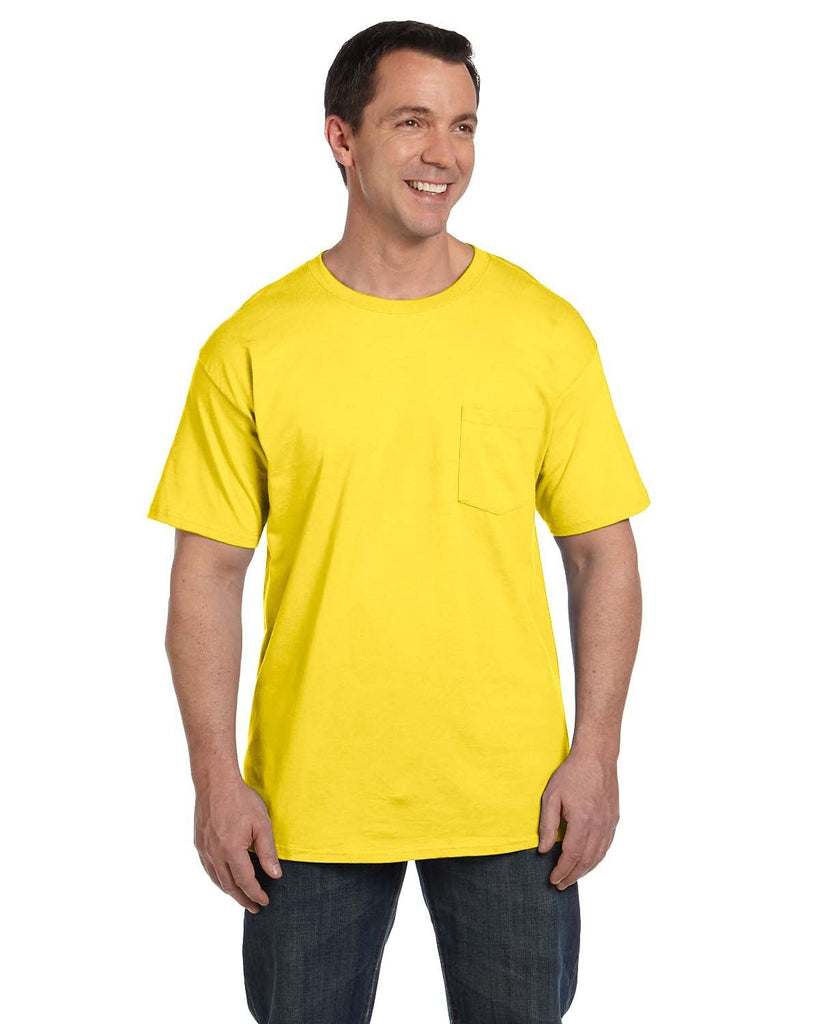 Hanes-5190P-Beefy T With Pocket-YELLOW