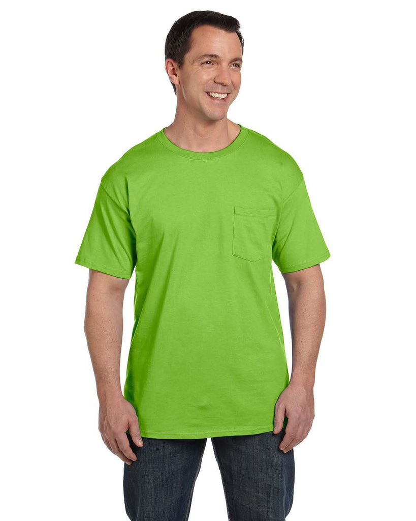 Hanes-5190P-Beefy T With Pocket-LIME