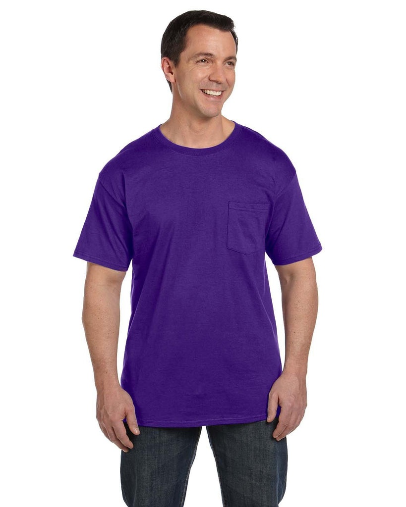 Hanes-5190P-Beefy T With Pocket-PURPLE