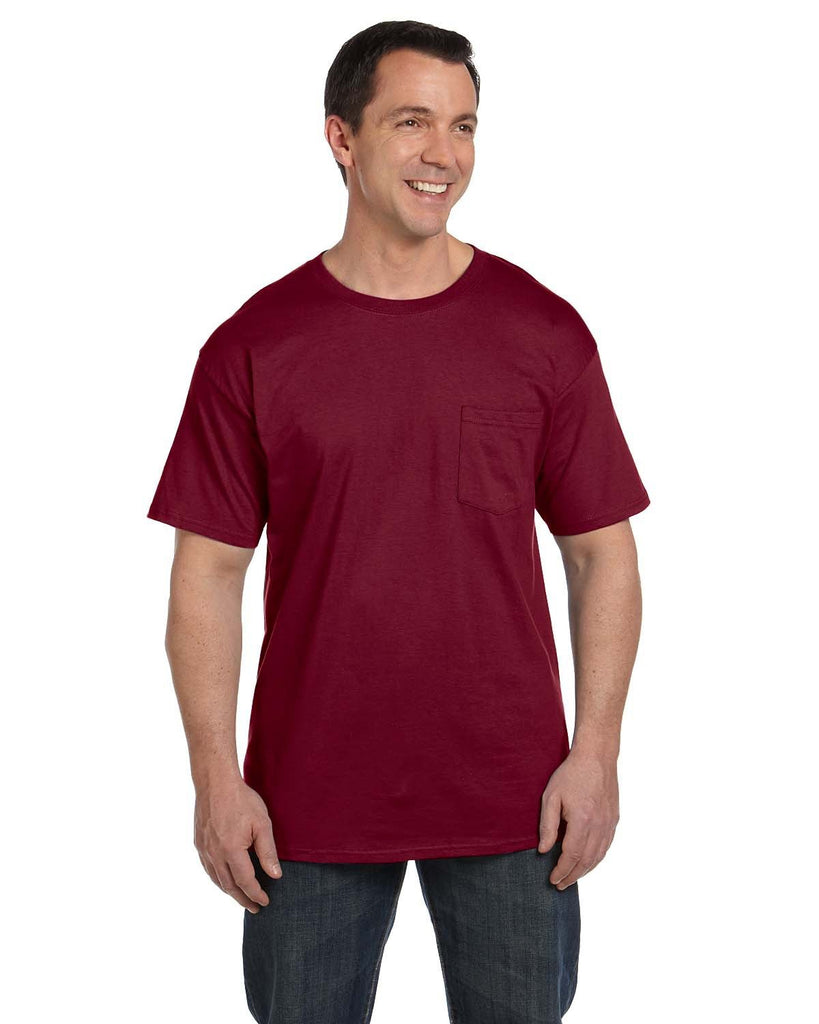 Hanes-5190P-Beefy T With Pocket-CARDINAL