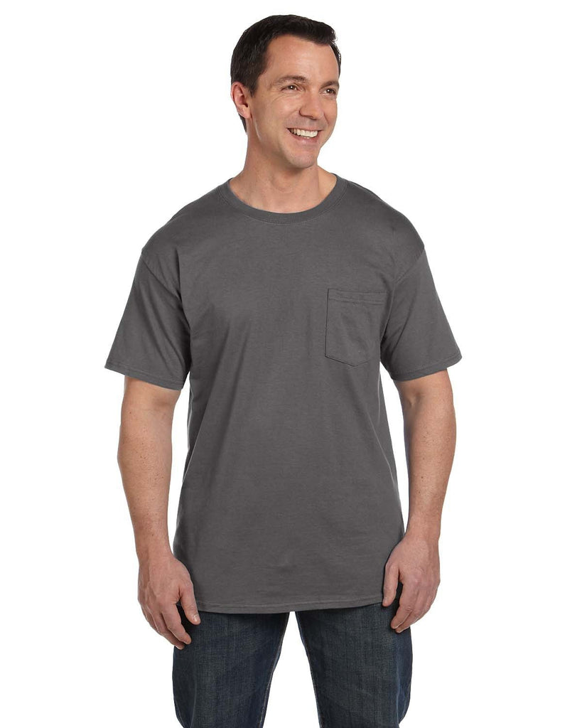 Hanes-5190P-Beefy T With Pocket-SMOKE GRAY