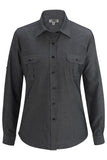 Chambray Roll Up Sleeve Shirt-CHAMBRAY BLACK