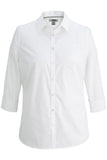 3/4 Sleeve Stretch Broadcloth Shirt-WHITE