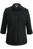 3/4 Sleeve Stretch Broadcloth Shirt-BLACK