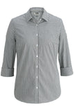 3/4 Sleeve Stretch Broadcloth Shirt-MICROCHECK BLACK/MIXED