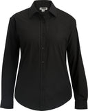 Ladies Essential Broadcloth Shirt Long Sleeve-BLACK