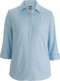 Ladies Essential Broadcloth Shirt 3/4 Sleeve-BLUE