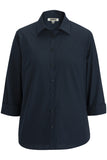 Ladies Essential Broadcloth Shirt 3/4 Sleeve-NAVY