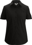 Ladies Essential Broadcloth Shirt Short Sleeve-BLACK