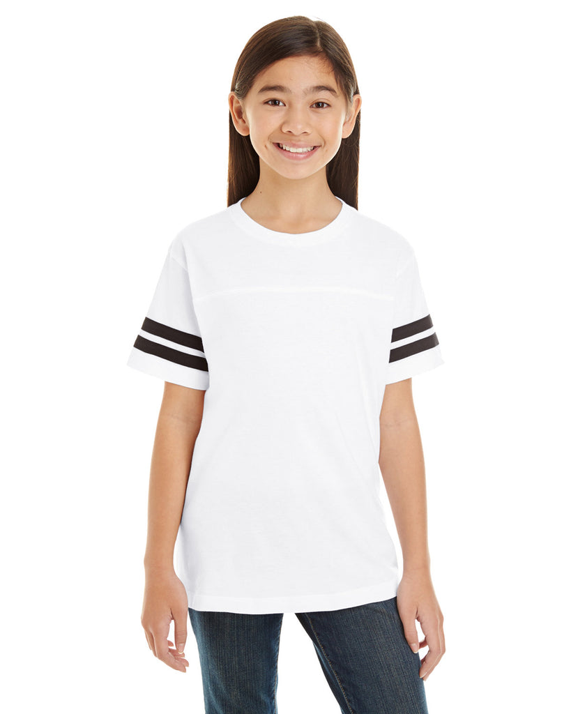 LAT-6137-Football Fine Jersey T Shirt-WHITE/ BLACK