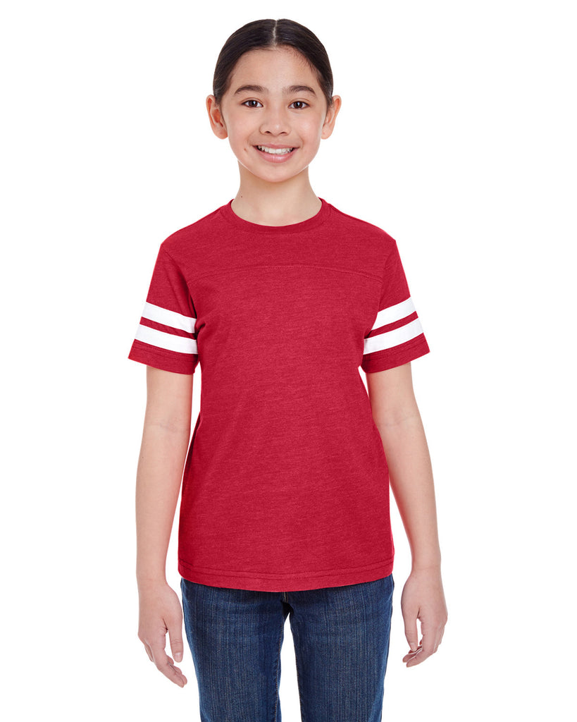 LAT-6137-Football Fine Jersey T Shirt-VN RED/ BLD WHT