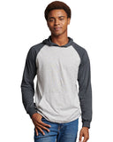 Russell Athletic-64HTTM-Essential Raglan Pullover Hooded T Shirt-ASH/ BLACK HTHR
