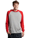Russell Athletic-64HTTM-Essential Raglan Pullover Hooded T Shirt-OXFORD/ TRUE RED