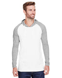 LAT-6917-Hooded Raglan Long Sleeve Fine Jersey T Shirt-B WH/ VN HTH/ WH
