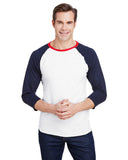 LAT-6930-Baseball T Shirt-WHITE/ NAVY/ RED