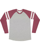 LAT-6934-Gameday Mash Up Long Sleeve Fine Jersey T Shirt-VN HT/ VN BRG/ W