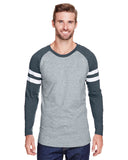 LAT-6934-Gameday Mash Up Long Sleeve Fine Jersey T Shirt-VN HTH/ VN NV/ W