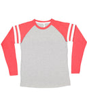 LAT-6934-Gameday Mash Up Long Sleeve Fine Jersey T Shirt-VN HTH/ VN RD/ W
