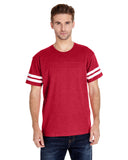 LAT-6937-Football T Shirt-VN RED/ BLD WHT