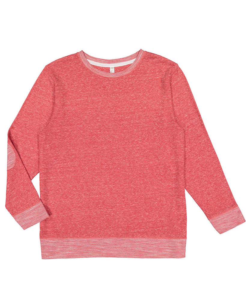 LAT-6965-Harborside Melange French Terry Crewneck With Elbow Patches-RED MELANGE