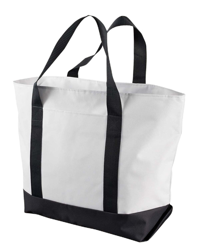 Liberty Bags-7006-Bay View Giant Zippered Boat Tote-WHITE/ BLACK