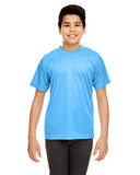 UltraClub-8420Y-Youth Cool & Dry Sport Performance Interlock▀T Shirt-COLUMBIA BLUE